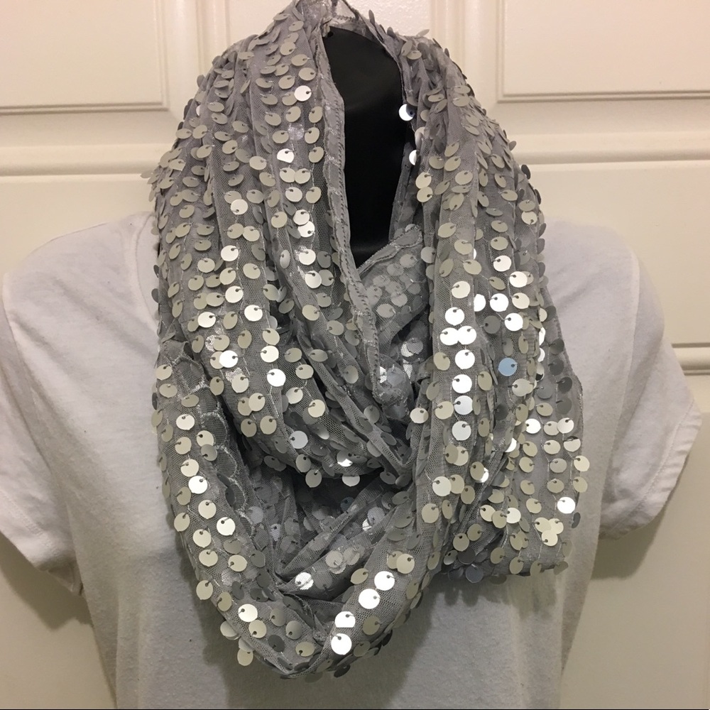 Silver Sequin Infinity Scarf